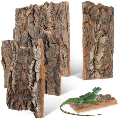 CALLARON 4 Pcs Cork Bark for Reptiles, Natural Terrarium Cork Bark Decor