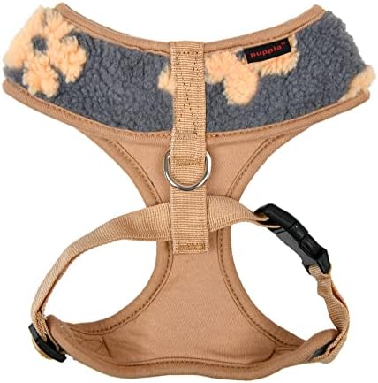 Puppia Ren Dog Harness Over-The-Head Warm Winter Flower Pattern Adjustable Chest for Small and Medium Dog, Beige, Large