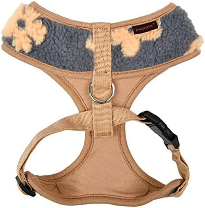 Puppia Ren Dog Harness Over-The-Head Warm Winter Flower Pattern Adjustable Chest for Small and Medium Dog, Beige, Large