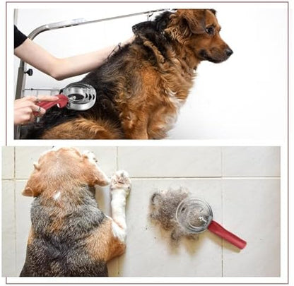 Tanlade 4 Rings 8 Pack Curry Comb Horse Brush Metal Curry Brush Derby Party Supplies Reversible Stainless Steel Comb Scraper with Comfortable Grip for Cow Sheep Pet Dog Goat Horse (Red)