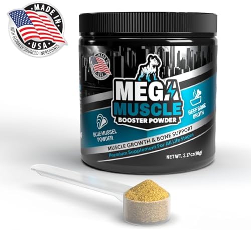 Dog Muscle Support Powder | Blue Mussel & Bone Broth Food Topper for Dogs | Protein-Rich Supplement for Muscle, Bone & Joint Support | 3.2 oz