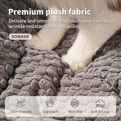 SOMAHE Calming Oval Bolster Dog Bed, Washable Cover, Large 35x28x8 Grey