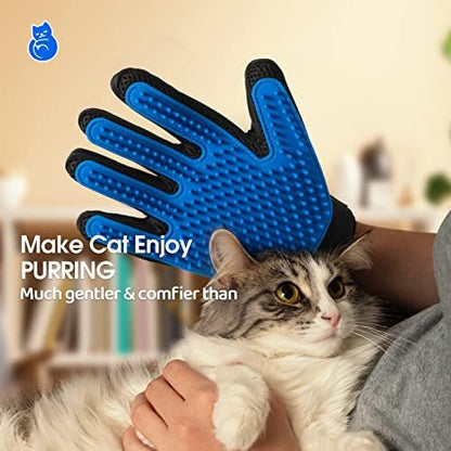 Pet Hair Removal Glove with 255 Silicone Tips for Dogs & Cats, Right Blue