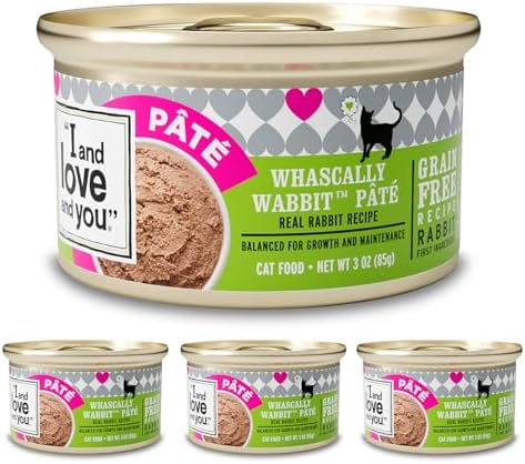 I AND LOVE AND YOU Wet Cat Food, Whascally Wabbit Pate, 3oz | 4 Pack