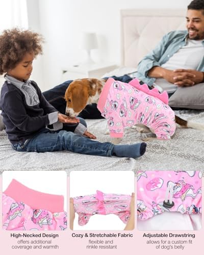 CuteBone Dinosaur Costume Dog Pajamas, Stretchy Spandex Crystal Velvet Sleepwear Coat for Small Dogs, Soft & Warm Pet Outfit Clothes for Cold Weather, Cozy Pullover Design COSP09M