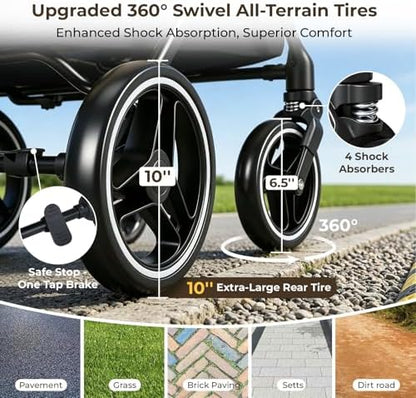 X6 Pet Stroller for Medium Large Pets Up to 70Lbs, Black