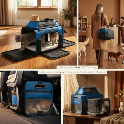 Top-Side Expandable Pet Carrier, Treat Window,17x11x9.5 Airline Approved