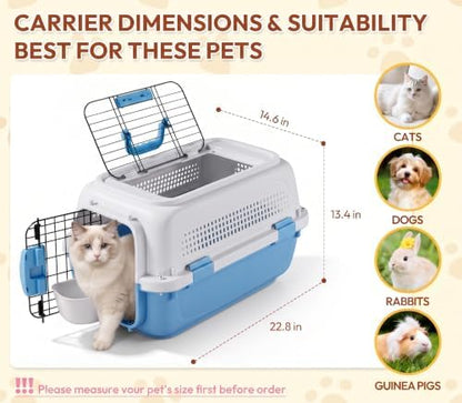 Dog & Cat Hard Carrier, 23IN Two-Door Plastic Pet Kennel with Ventilation
