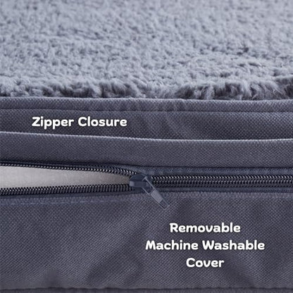 Happy Hounds Daisy Deluxe Supportive Sherpa Dog Bed, Large (48 x 36 in.), Prussian Blue