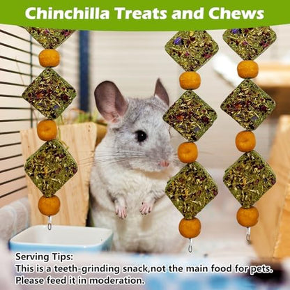 kathson Rabbit Chew Toys for Teeth Bunny Natural Timothy Grass Cake Guinea Pig Hanging Chew Toys Treats for Bunny Chinchilla Hamsters Squirrel and Other Small Pets Playing Improve Pets Dental