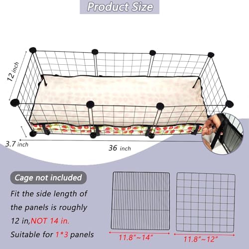 Guinea Pig Cage Liner，Washable Waterproof Oxford Cloth Cage Liners for Small Animals,Hamster Chinchilla Hedgehog Rabbit and Other Small Animals Not Include Cage(12x36 inches)