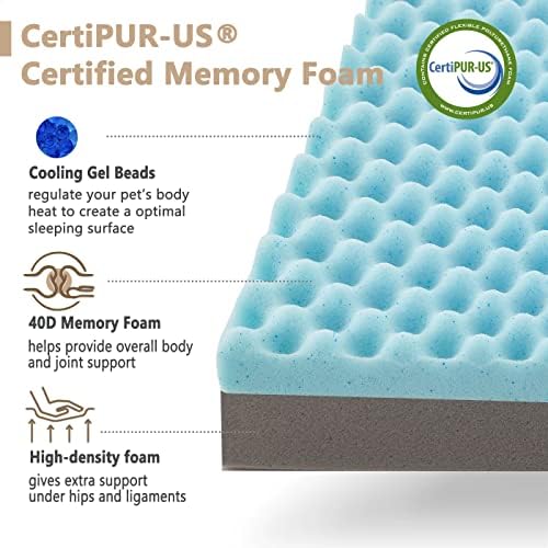 WATANIYA PET Memory Foam Medium Dog Bed, Cooling Dog Beds for Medium Dogs, Washable Orthopedic Pet Bed for Crate with Joint Relief Memory Foam, Waterproof Liner and Plush Cover (29"x 18", Beige)