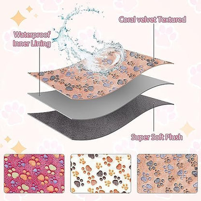 YUEPET 3 Pack Waterproof Guinea Pig Blankets, Fleece Cage Liners, SM