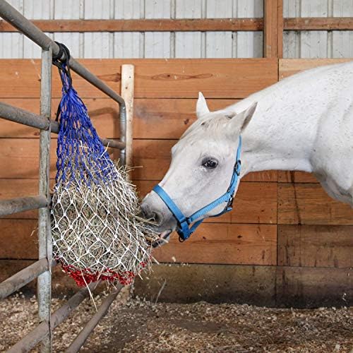 Majestic Ally 2 pcs Slow Feed 42” Hay Net for Horses, Strong Small 2x2” Holes, Nylon Rope Hanging, Adjustable Travel Feeder for Trailer and Stall, Simulates Grazing, Reduce Waste