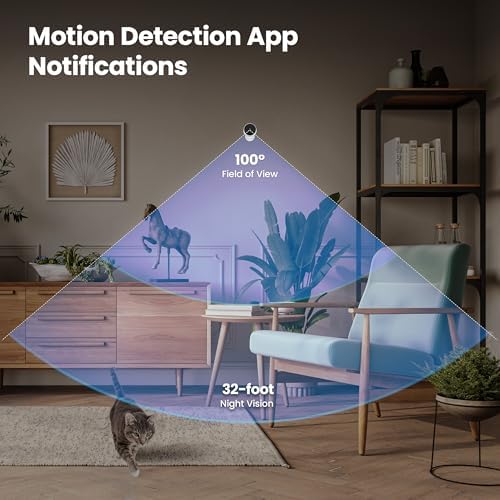 Feit Electric Indoor Security Camera with Motion Detection, 30ft. Night Vision, 360° Adjustable Head, 2.4GHz WiFi, 2-Way Audio, 1080p HD, Works with Alexa & Google Asst, Plug-in, White - CAM1/WIFI