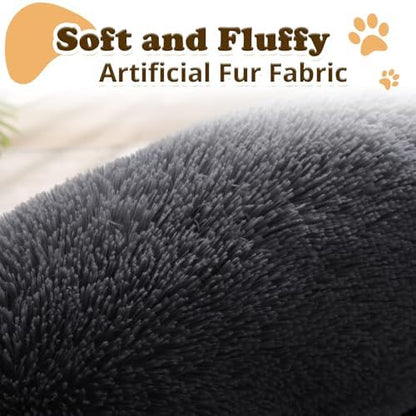 JOLLYVOGUE Dog Beds Large Sized Dog, 36 inches Calming Soft Anti-Anxiety Donut Dogs Bed, Washable Round Fluffy Cushion for Large Pets, Fits up to 80 lbs Pets