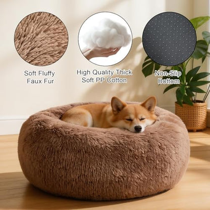 Donut Dog Bed for Medium Dogs Calming Round Washable Medium Sized Dog Bed