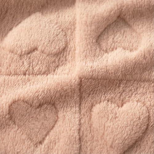 Americanflat 30x40 Jacquard Kids Throw Blanket - Soft and Breathable Mini Fleece Throw Blanket for Couch, Bed, Chair - Fleece Blankets Perfect for Home, Bedroom, or Outdoor Use - Heart Design in Pink