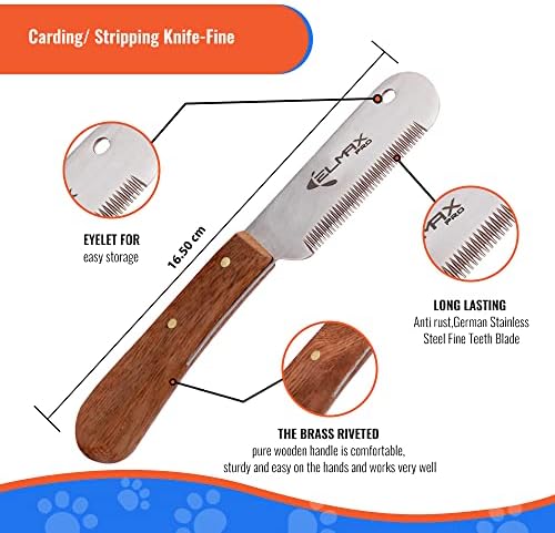 Professional Stripping Knife for Dogs, Best for Removing Unwanted Undercoat, Blades are Made of Stainless Steel with Wooden Handle Grip (Right-Handed, Rosewood)