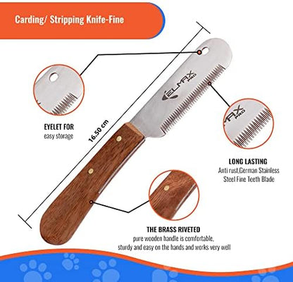 Professional Stripping Knife for Dogs, Best for Removing Unwanted Undercoat, Blades are Made of Stainless Steel with Wooden Handle Grip (Right-Handed, Rosewood)