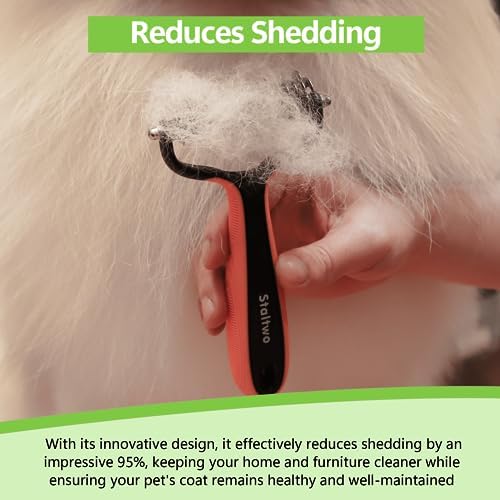 Staltwo Deshedding Dog Brush for Shedding, Undercoat Rake for Dog&Cat