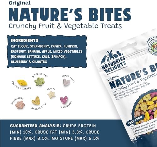 Treats, 100% All Natural Mini Bites For Rabbit Hamster Guinea Pig Chinchilla Pet Rat Mice Gerbil Bird Healthy Enrichment Bonding Rewarding Training Nature's Bites Variety Pack 100g
