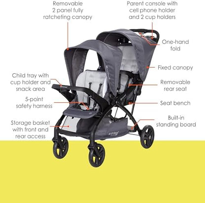 Baby Trend Sit N' Stand® Double 2.0 Stroller, Dash Grey