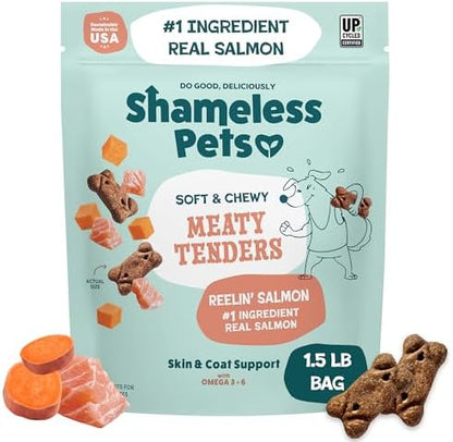 Shameless Pets Reelin' Salmon Meaty Tenders, Soft Dog Treats, 1.5lb