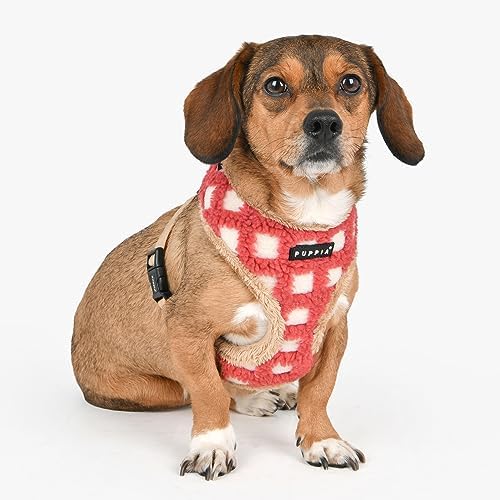 Puppia Stefan Dog Harness Over-The-Head Warm Winter Tumbling Waffle Pattern Adjustable Chest for Small and Medium Dog, Coral, Medium