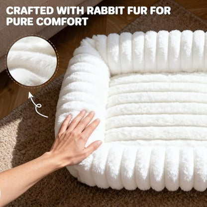 Dog Beds Large Sized Dog, Washable Rectangle Orthopedic Large Pet Sofa, Super Soft Plush Rabbit Fur Pet Couch Cute Cat Bed with Removable Zipper Cover & Anti-Slip Bottom Large Dog Bed self Warming