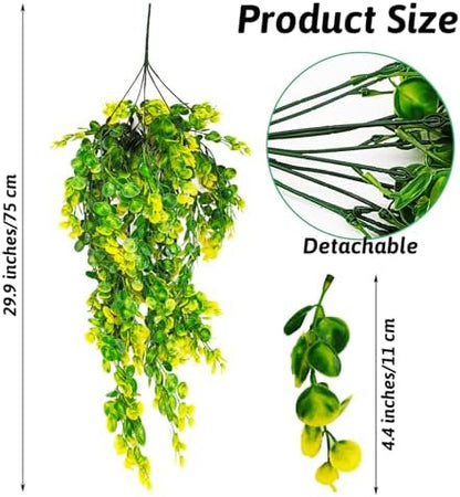 Hamiledyi Reptile Plants Hanging Terrarium Plants Artificial Leaves Habitat Decorations with Suction Cup Green and Yellow Fake Amphibian Plants for Bearded Dragon Lizard Geckos Chameleon（2 Pack）
