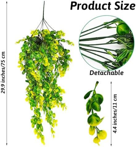 Hamiledyi Reptile Plants Hanging Terrarium Plants Artificial Leaves Habitat Decorations with Suction Cup Green and Yellow Fake Amphibian Plants for Bearded Dragon Lizard Geckos Chameleon（2 Pack）