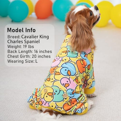 KYEESE Velvet Dog Pajamas for Small Dogs Soft Onesie Shirt, Colorful Duck