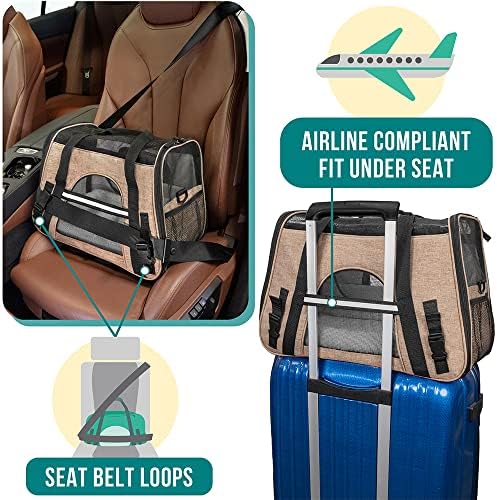 PetAmi Airline Approved Pet Carrier Cats & Small Dogs, Large Heather Taupe