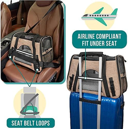 PetAmi Airline Approved Pet Carrier Cats & Small Dogs, Large Heather Taupe