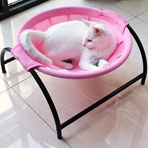 JUNSPOW Cat Bed Sleeping Cat Hammock, 16.9in x 16.9in x 9.5in, Pink