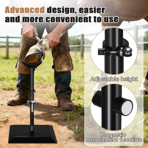 CAROD Professional Farrier Tool-Height Adjustable Metal Hoof Stand, Horse Hoof Trimming Tools, Extra-Large Base Enhances Stability, Two Types Of Support Rods Are Available