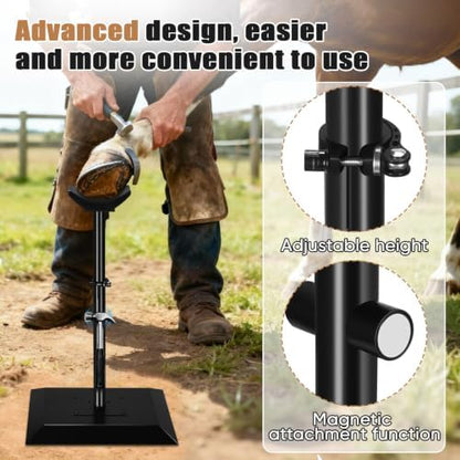 CAROD Professional Farrier Tool-Height Adjustable Metal Hoof Stand, Horse Hoof Trimming Tools, Extra-Large Base Enhances Stability, Two Types Of Support Rods Are Available