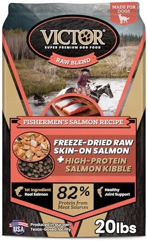 VICTOR Raw Kibble Blend - Salmon Freeze-Dried Dry Dog Food, 20 lb