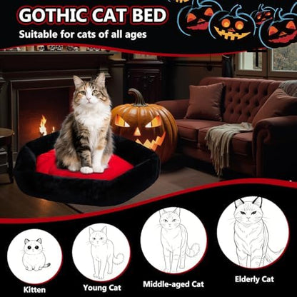Gothic Coffin Cat Bed for Large Cats, Washable, Size: Large