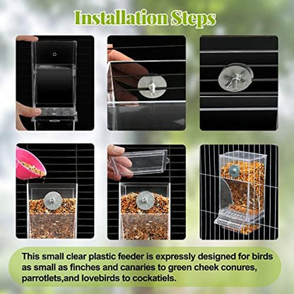Rypet 2 Pack No-Mess Automatic Bird Feeder, Parakeet Cage Accessories