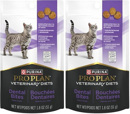 Pro Plan Veterinary Diets Purina Dental Bites Cat Treats - 1.8 oz. Pouch (Pack of 2)