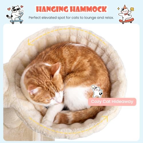 SHA CERLIN 83 in Cat Tree Tower for Indoor Adult Felines 20lbs+/Multi-Level Heavy Duty Cat Tower for Big Maine Coon/Giant Perches/Wide Baseboard/Sisal Scratching Posts/Cozy Condos/Beige
