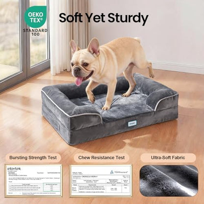 OhGeni Orthopedic Medium Dog Bed Couch Sofa, Memory Foam, 28-inch (Gray)