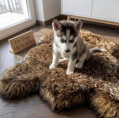 IHAPPYDOG Faux Fur Orthopedic Dog Bed, Memory Foam, Brown 30"x20"