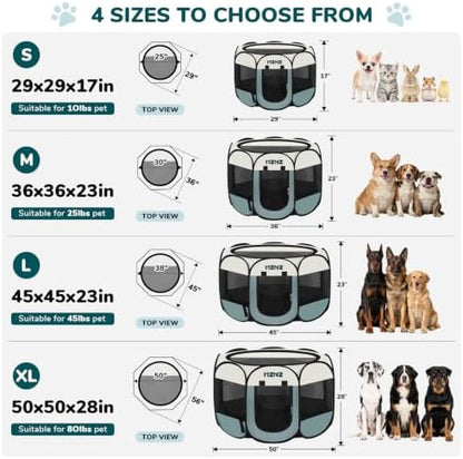 Dog Playpen, Portable Cat Playpen Crate Indoor for Dogs Cats Rabbits, Foldable Small Animal Guinea Pigs Bunny Cage Enclosure for Outdoor, Pop Up Dogs Cats Tent Kennel with Carrying Case, Grey
