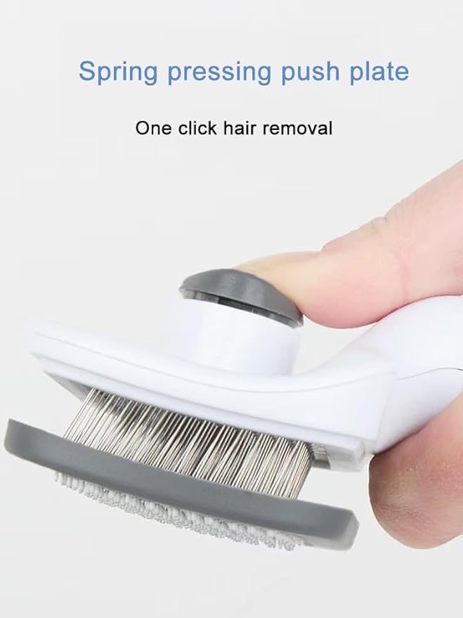 Self Cleaning Slicker Brush, Dog Cat Bunny Pet Grooming Shedding Brush，Deshedding Pet Supplies Accessories (Blue) (Gray)