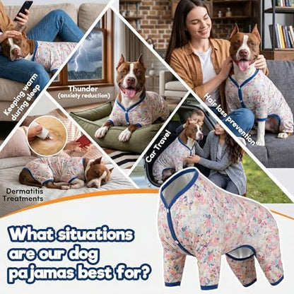 LovinPet Large Dog Pajamas, Adorable Spring Flowers Print, Pink, M