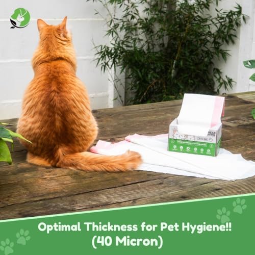 Cat Litter Box Liners - 100% Compostable - Drawstring Close - Scent Free - Jumbo Size XL (36" L x 18" W) - 40 Micron (1.6 Mil) Heavy Duty - 20 Count - Scratch, Tear & Leak Resistant