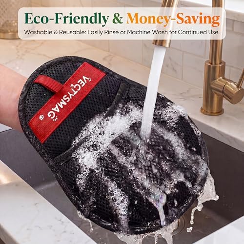 Pet Hair Removal Glove for Cats & Dogs,Upgraded Five-Finger Electrostatic Pet Hair Remover Glove,Reusable Magic Brush Pet Hair Remover Tool for Couch,Furniture,Car Seat,Carpet,Laundry(1pcs Black)
